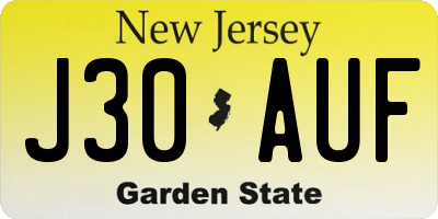NJ license plate J30AUF