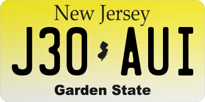 NJ license plate J30AUI