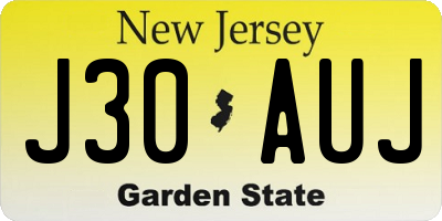 NJ license plate J30AUJ