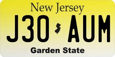 NJ license plate J30AUM