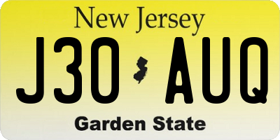 NJ license plate J30AUQ