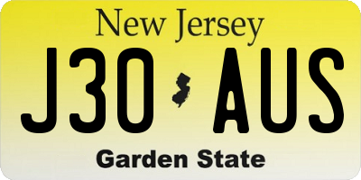 NJ license plate J30AUS