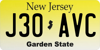 NJ license plate J30AVC