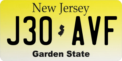 NJ license plate J30AVF
