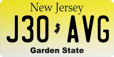 NJ license plate J30AVG