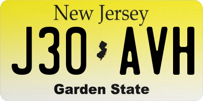 NJ license plate J30AVH