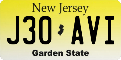 NJ license plate J30AVI
