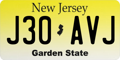 NJ license plate J30AVJ