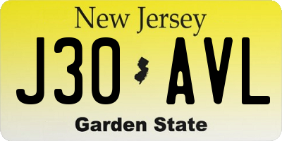 NJ license plate J30AVL