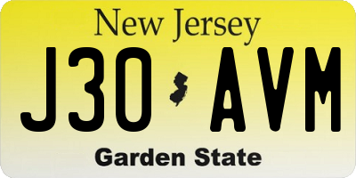 NJ license plate J30AVM