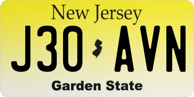 NJ license plate J30AVN