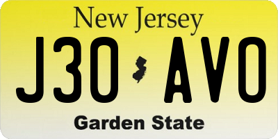 NJ license plate J30AVO