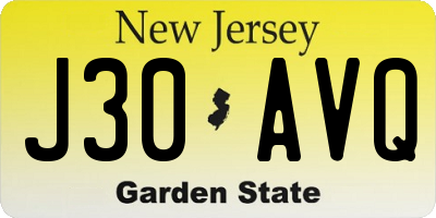 NJ license plate J30AVQ