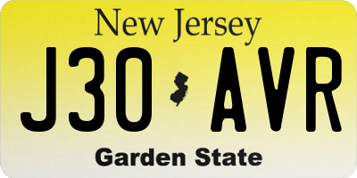 NJ license plate J30AVR
