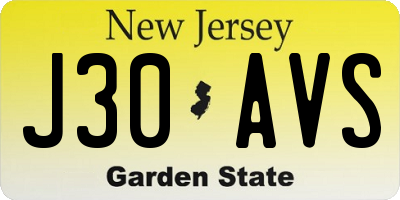 NJ license plate J30AVS