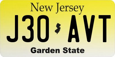 NJ license plate J30AVT