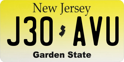 NJ license plate J30AVU