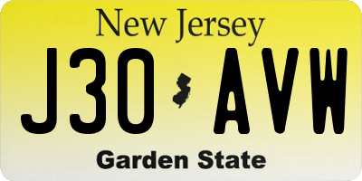 NJ license plate J30AVW