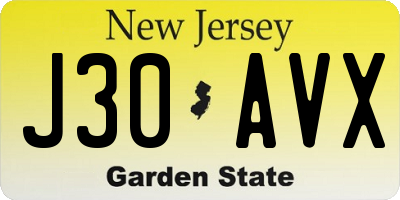 NJ license plate J30AVX