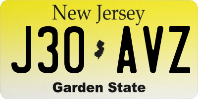 NJ license plate J30AVZ