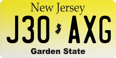 NJ license plate J30AXG