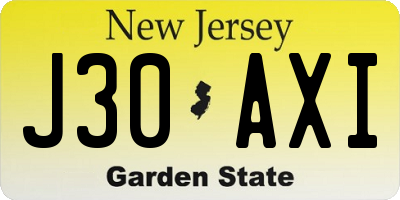 NJ license plate J30AXI