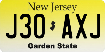 NJ license plate J30AXJ