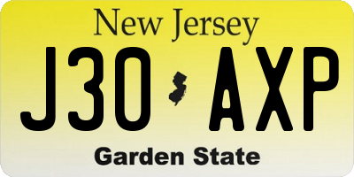 NJ license plate J30AXP