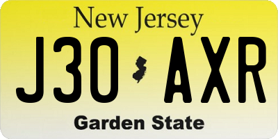 NJ license plate J30AXR