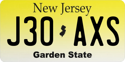 NJ license plate J30AXS