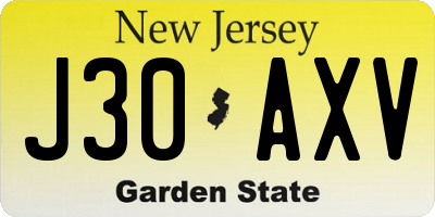 NJ license plate J30AXV