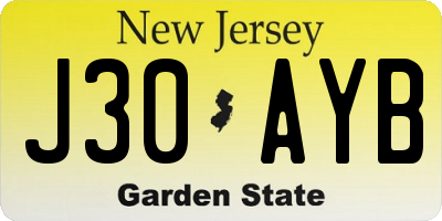 NJ license plate J30AYB