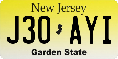 NJ license plate J30AYI
