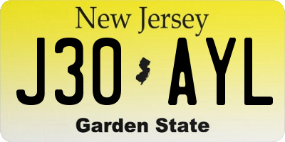 NJ license plate J30AYL