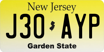 NJ license plate J30AYP