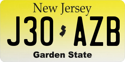 NJ license plate J30AZB