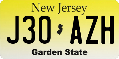 NJ license plate J30AZH