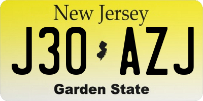 NJ license plate J30AZJ
