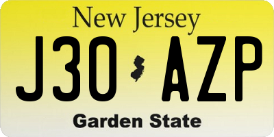 NJ license plate J30AZP