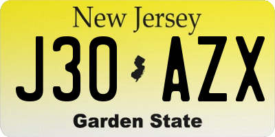 NJ license plate J30AZX