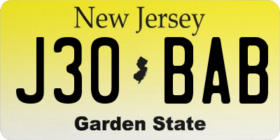 NJ license plate J30BAB