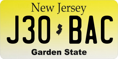 NJ license plate J30BAC