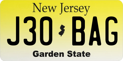 NJ license plate J30BAG