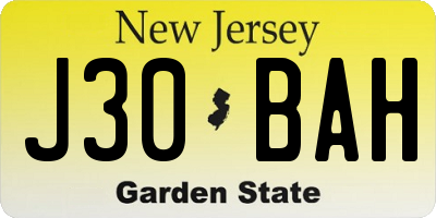 NJ license plate J30BAH