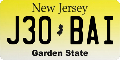 NJ license plate J30BAI