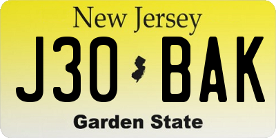 NJ license plate J30BAK