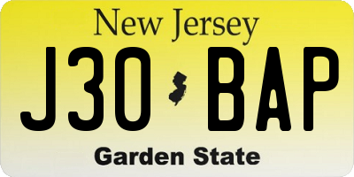 NJ license plate J30BAP