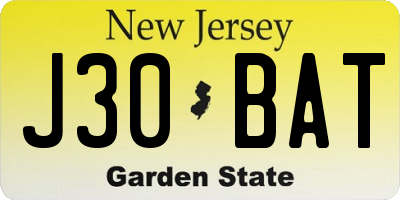 NJ license plate J30BAT