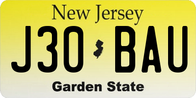 NJ license plate J30BAU
