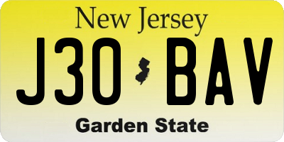 NJ license plate J30BAV